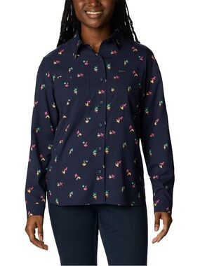 Columbia Silver Ridge Utility Patterned Long Sleeve Nocturnal/Baja Blitz Size XS